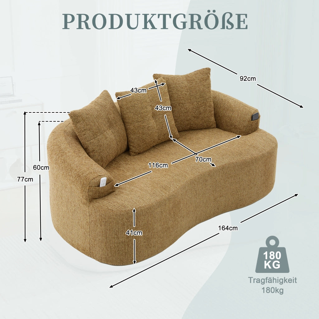 Divano 2 Posti Velluto Chenille con Cuscini ¨C MINIMAL ¨C Grigio