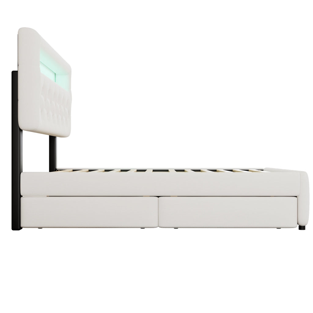 letto imbottito cotone lino bianco 140 x 200 cm