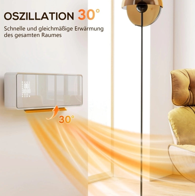 Termoventilatore da parete 2000 W 54x18,7x12,3 cm ABS bianco con timer
