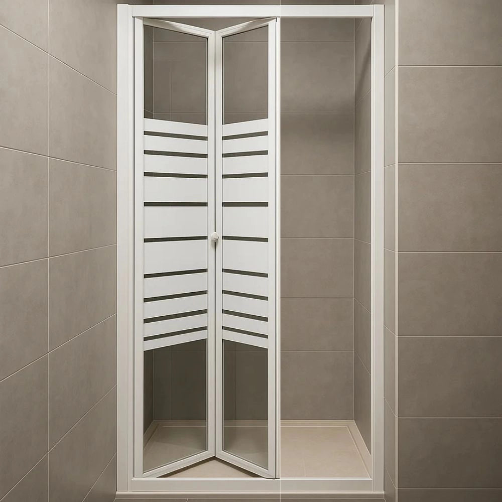 Porta doccia a soffietto book cristallo temprato profilo bianco bianco *** misure 96-100xh190 cm serigrafato, confezi...