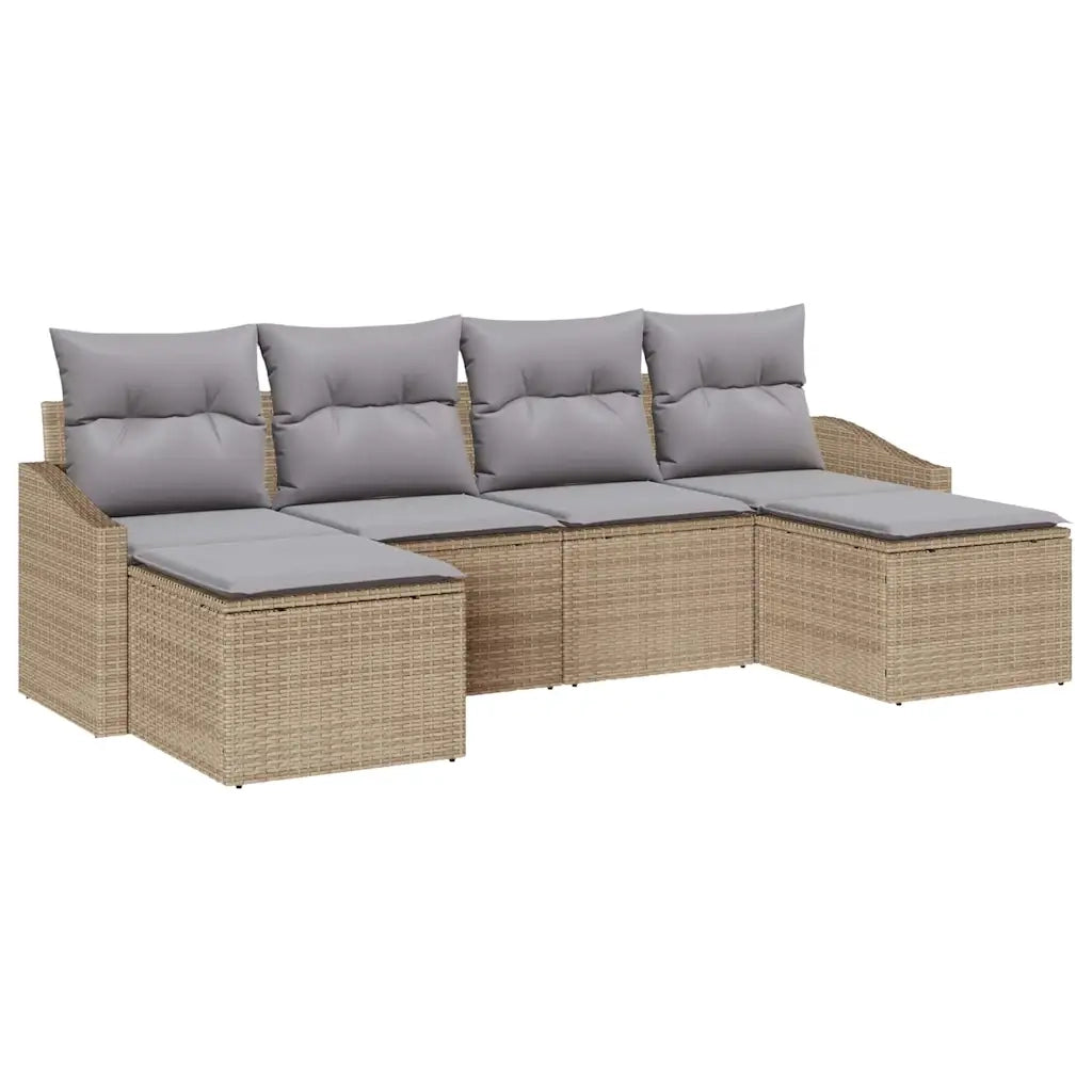 Set da Pranzo per Giardino 6 pcs Beige e Grigio Chiaro