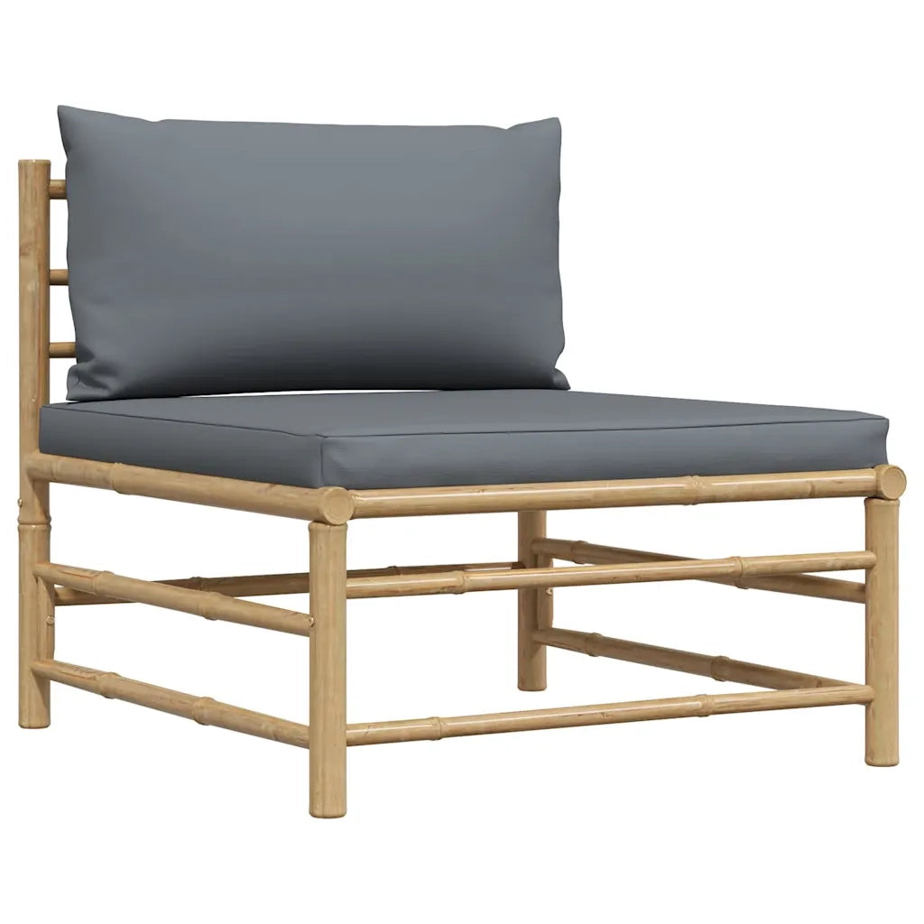 Salotto da Giardino-Set Divani da Giardino 2 pz con Cuscini Grigio Scuro in Bamb¨´ 470929