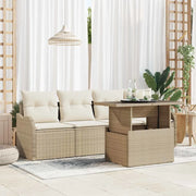 Set Divano da Giardino 5 pcs Beige Rattan in Polipropilene