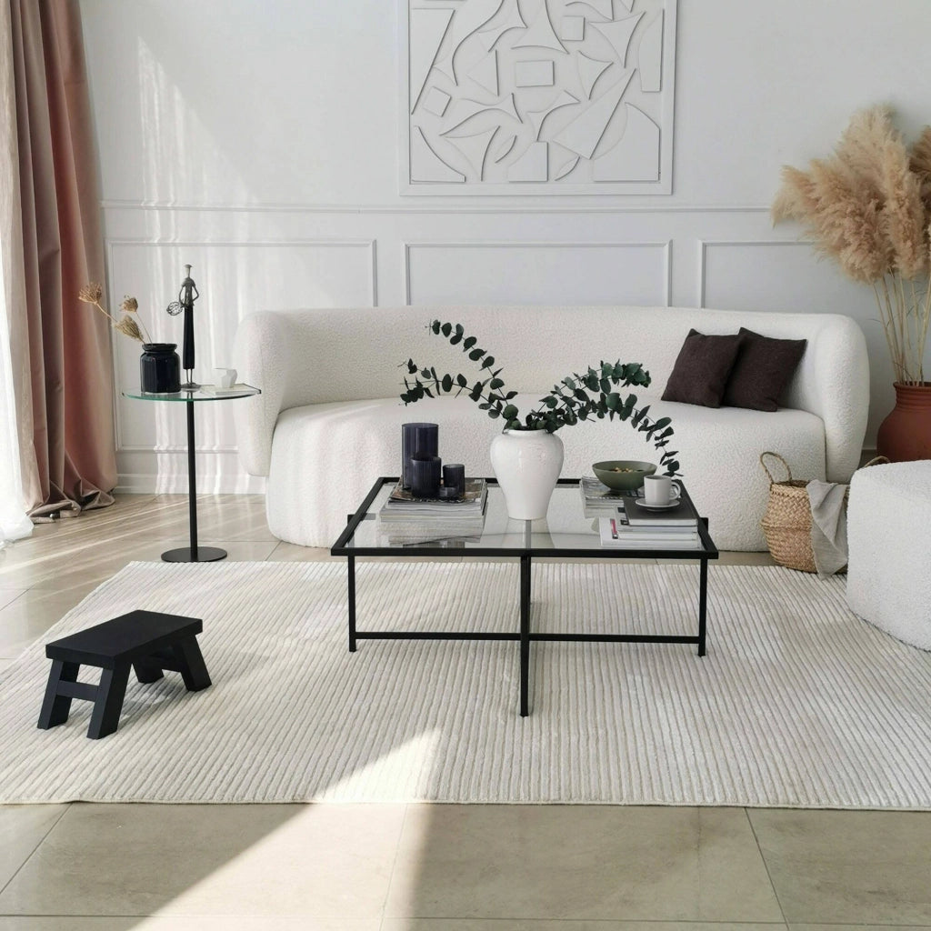 Mascate, Tavolino da Salotto Resistente All'appannamento, 85x85x35h cm Nero