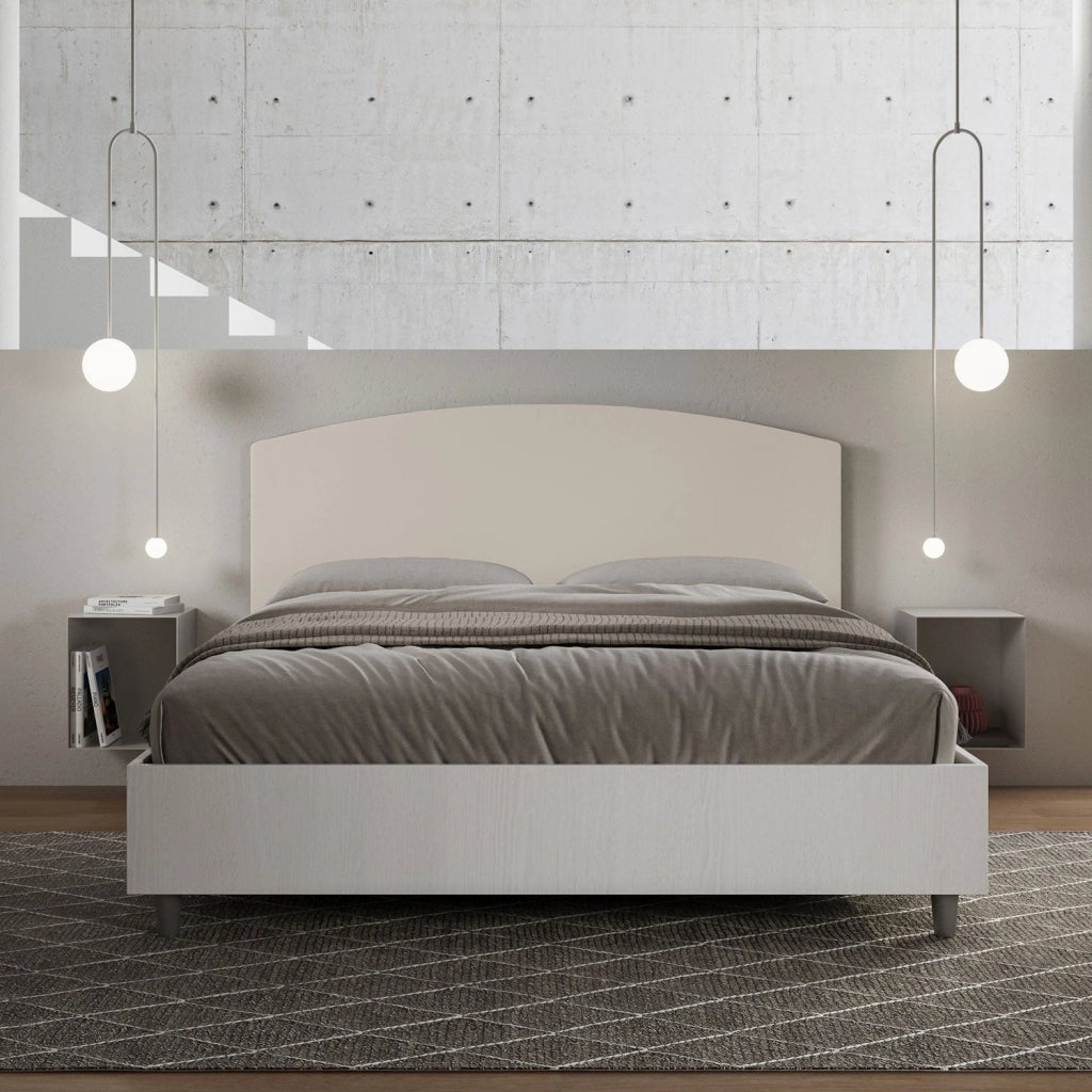 Letto Matrimoniale 160x190 cm con Rete e Contenitore Antilia Tortora
