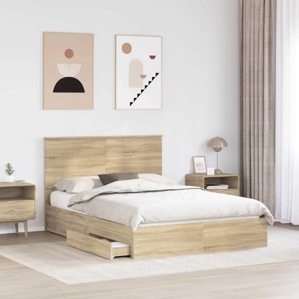 Letto con Contenitore con testiera Rovere Sonoma 140 x 200 cm 3409554