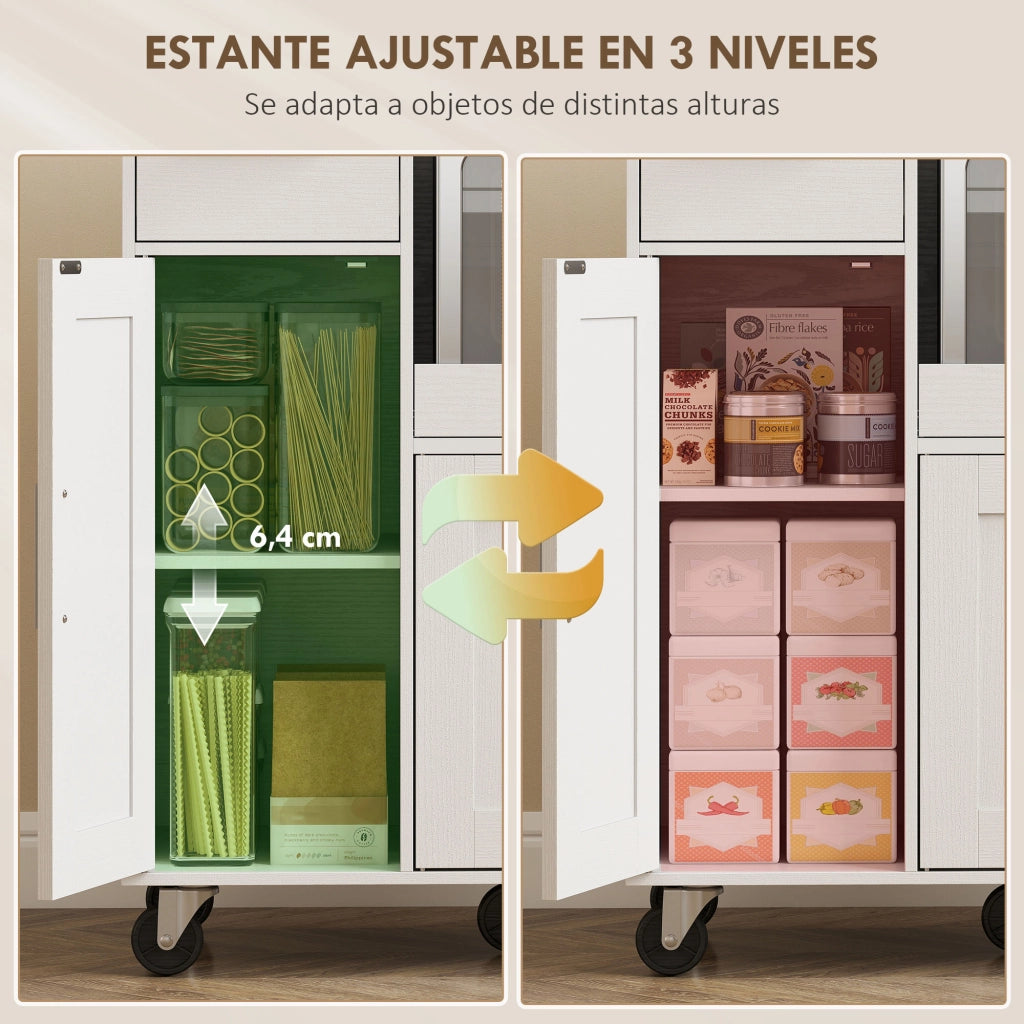 Carrello da Cucina con Ruote ¨C Xylo ¨C Bianco 80x40x88,7 cm
