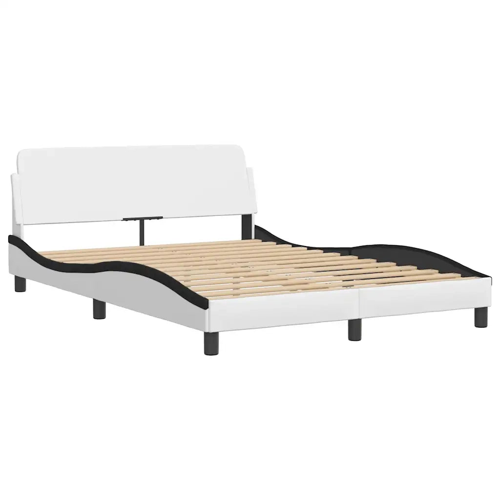 Giroletto senza Materasso-Struttura Letto Hvar Bianco e Nero 140x190 cm in Similpelle