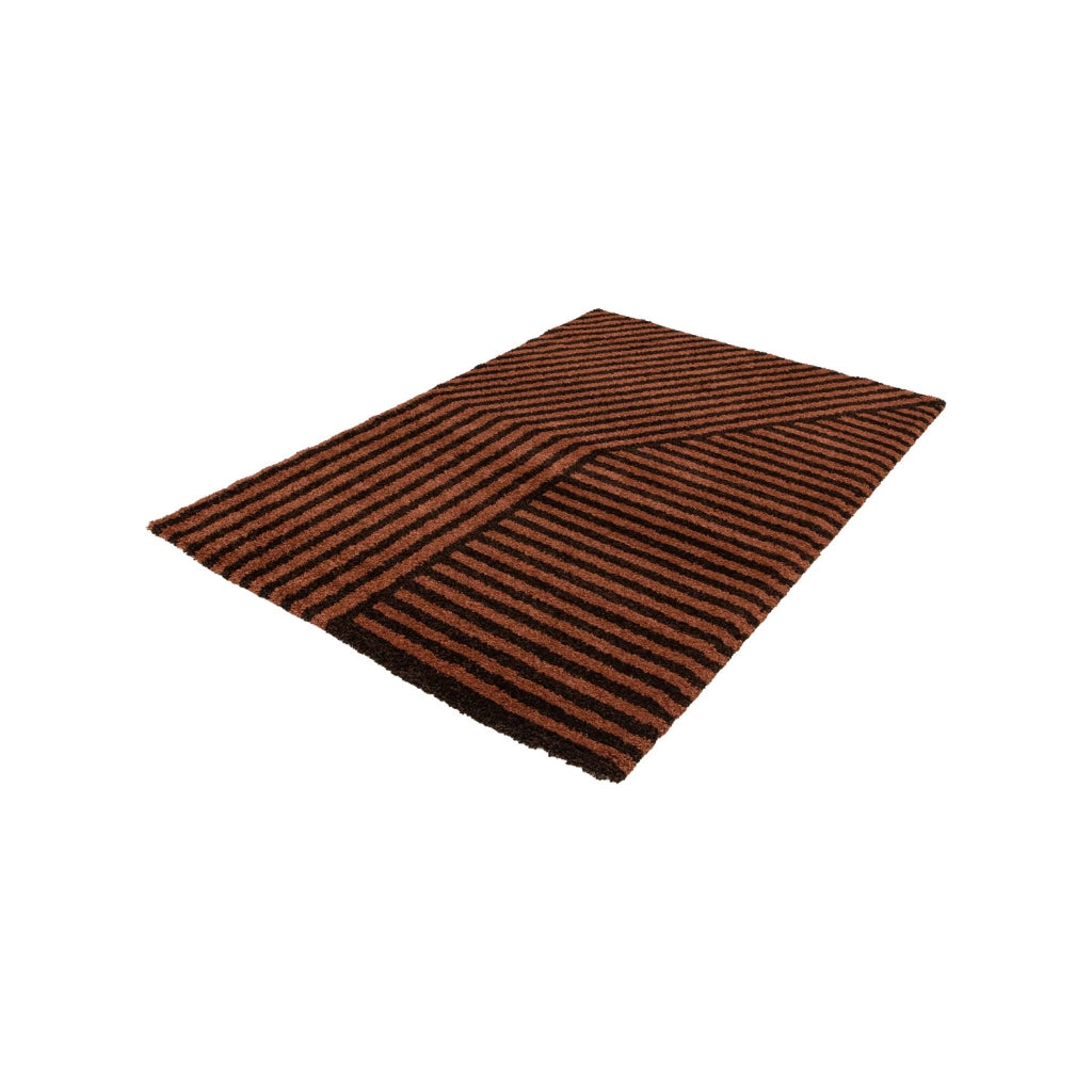 Tappeto da interno a righe marroni e terracotta