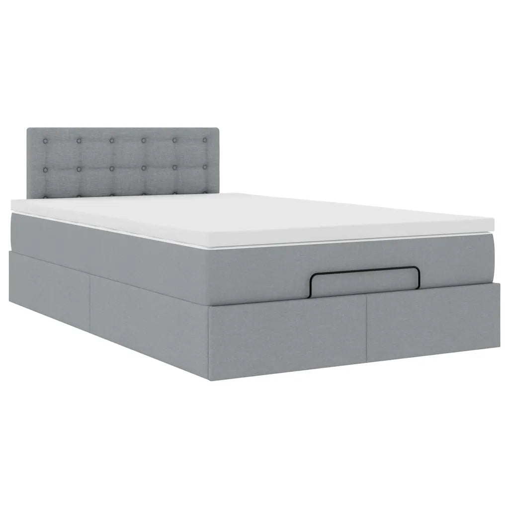 Pouf Letto con Materasso Grigio Chiaro 120x200 cm in Tessuto 3311615