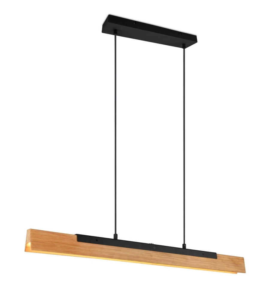 Lampada a sospensione LED Kerala nera legno 90cm Trio