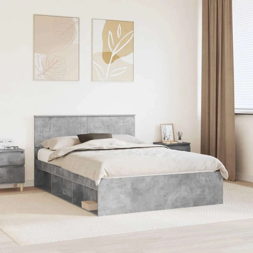 Letto matrimoniale | Letto per adulti | Struttura del letto Calcestruzzo 140 x 200 cm Legno multistrato