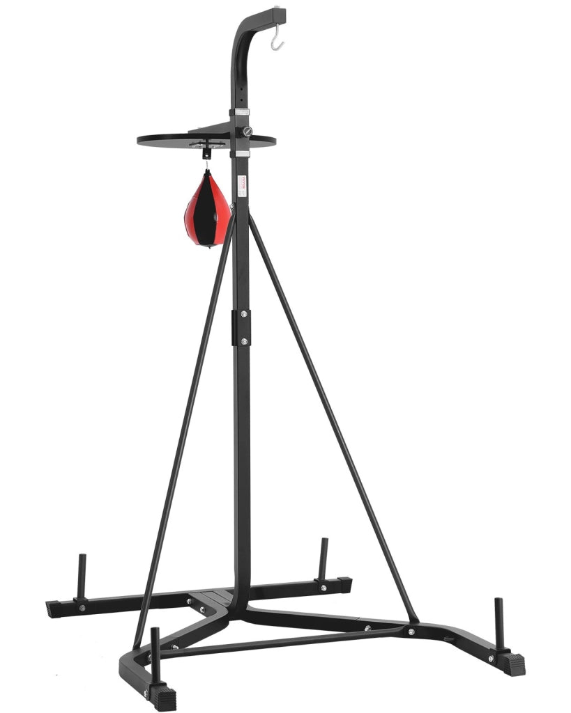 Supporto per sacco da boxe regolabile, struttura da allenamento per casa con base appesantita, carico 65 kg, nero, 132x114x201 cm