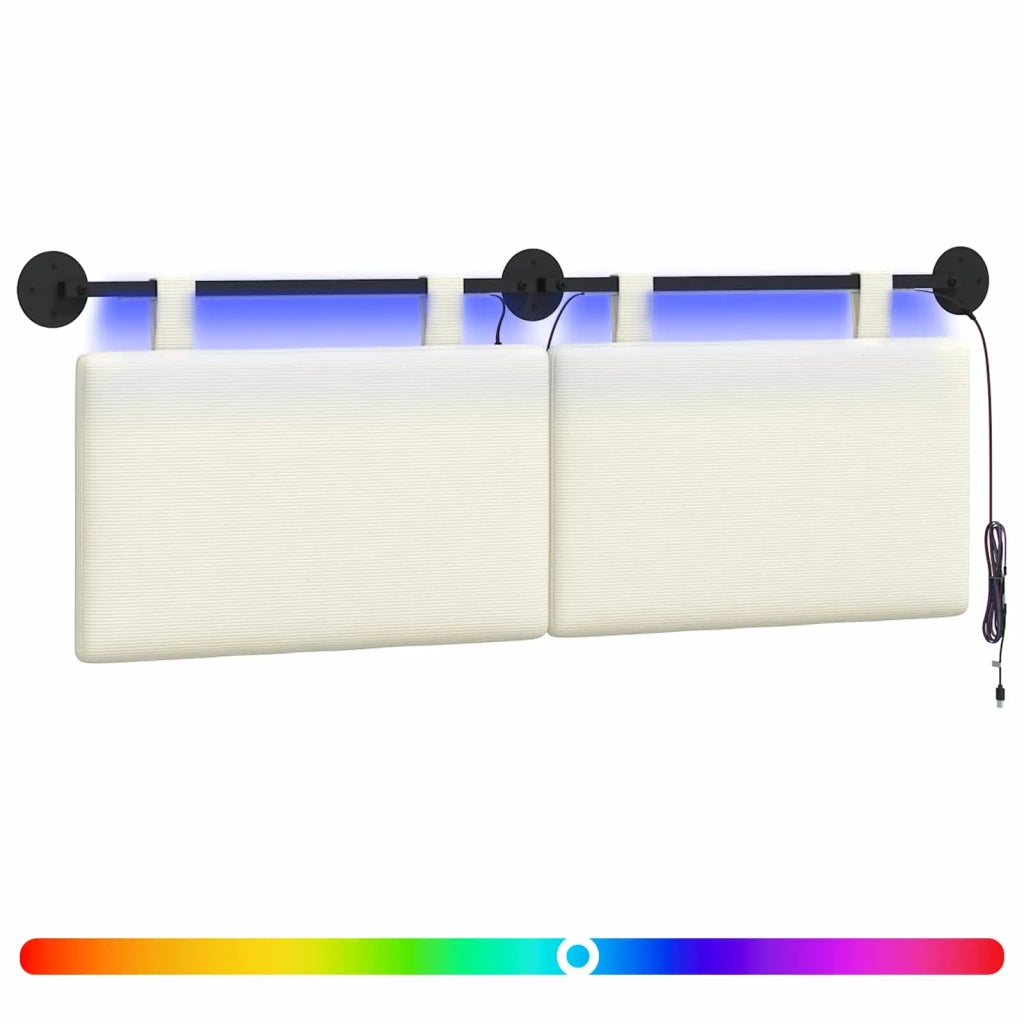 Testiera sospesa Con luce LED Crema Tessuto in Cords 3424301
