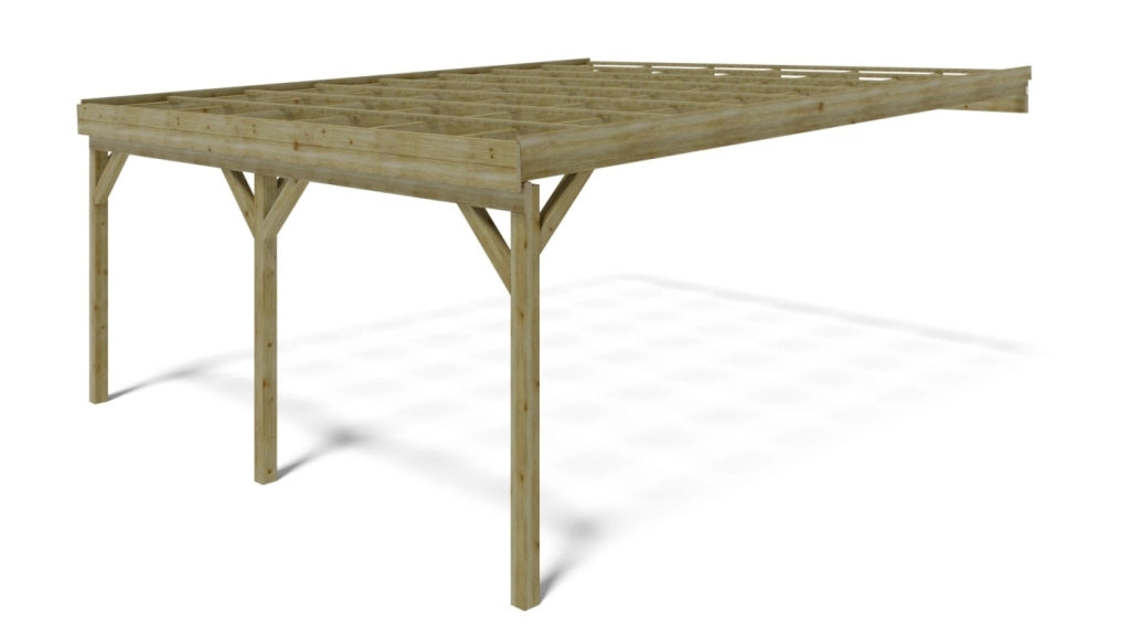Tettoia posto auto coperto in legno 5.8x5.06 m - 29 m2 - addossato  - CAR23 - ALTANKA