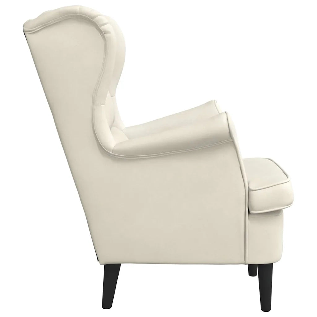 Poltrona Bianco Crema in Velluto