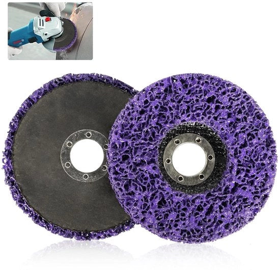 Disco di abrasione a 115mm 2 pezzi - Set di disco di pulizia - Rimozione ruggine e laccatura - Per ossidazione e verniciatura