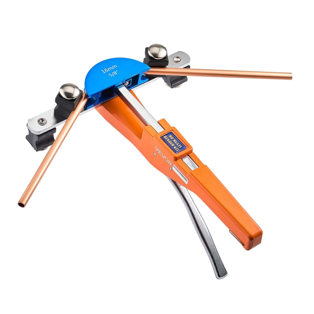Kit piegatubi manuale a cricchetto con pinza e 7 matrici in lega di alluminio per tubi in rame e alluminio 0-90° avanti/indietro compatto portatile