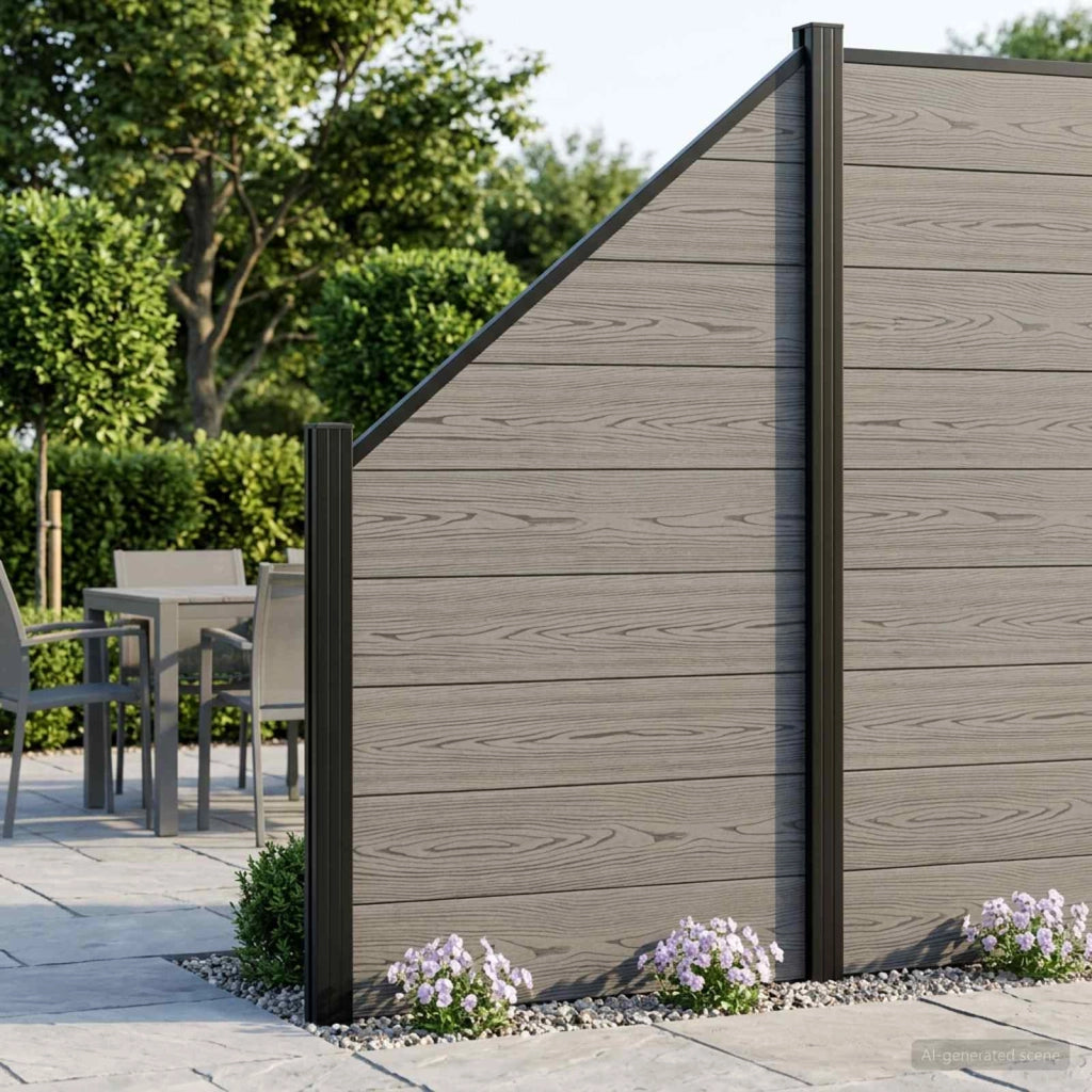 Set di Recinzione 1311 x 186 cm WPC e Alluminio Grigio 3429408