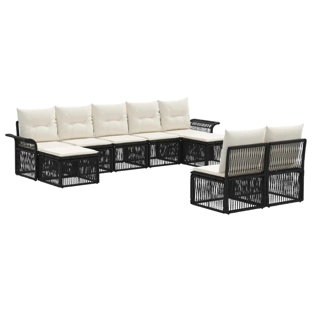 Set Divano da Giardino 9 pz Nero polyrattan 3434944