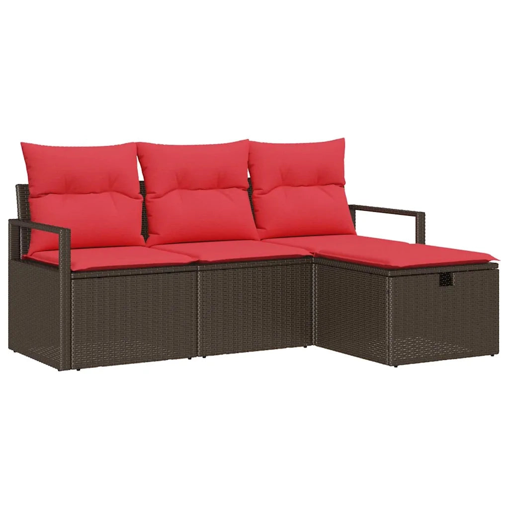 Set Divano da Giardino con cuscino 4 pcs Marrone polyrattan 3360485