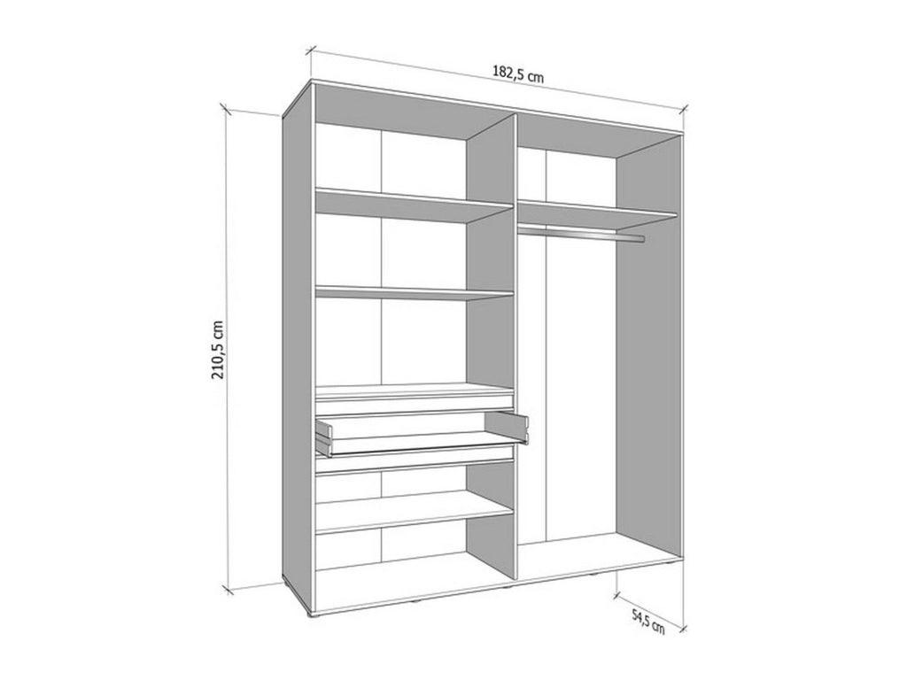 Armadio Camera da Letto Rifreddo, Guardaroba Grande 4 Ripiani, 182.5x210.5h cm Marrone Rovere Nodi