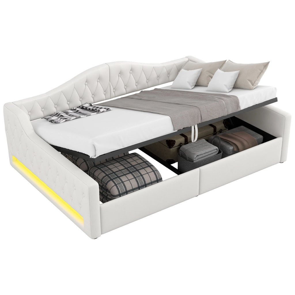 Daybed Imbottito 140x200 cm con LED; Beige