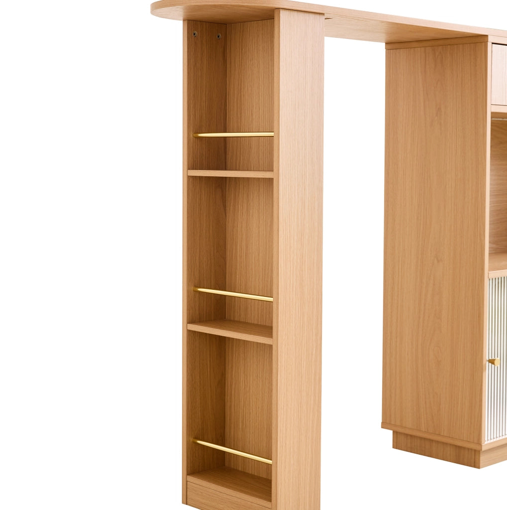 Isola cucina con bancone girevole 360¡ã e LED, rovere HAVRYA