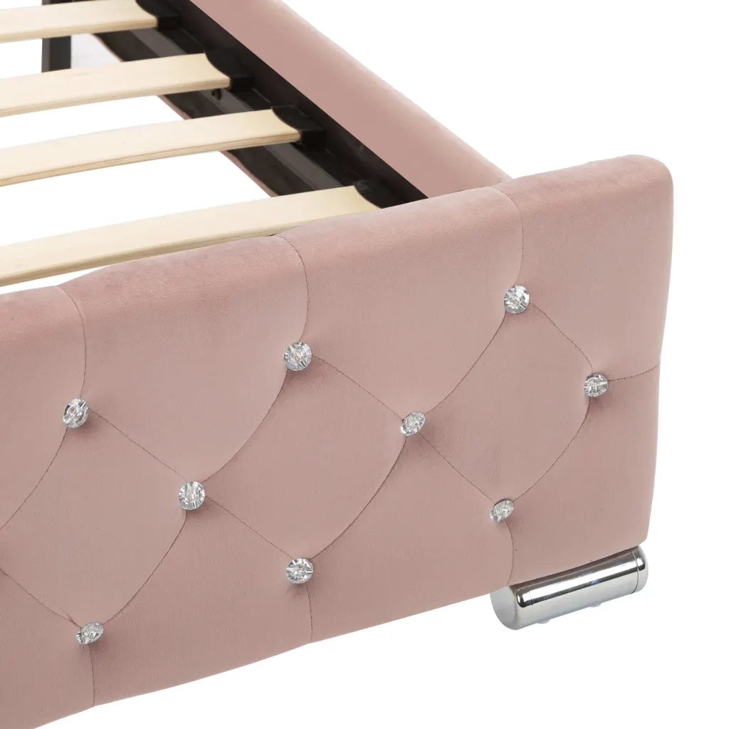Giroletto-Struttura Letto Rosa in Velluto 160x200 cm