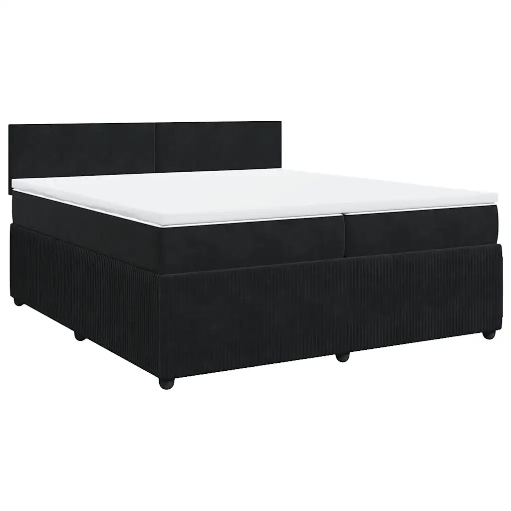Giroletto a Molle con Materasso Nero 200x200 cm in Velluto