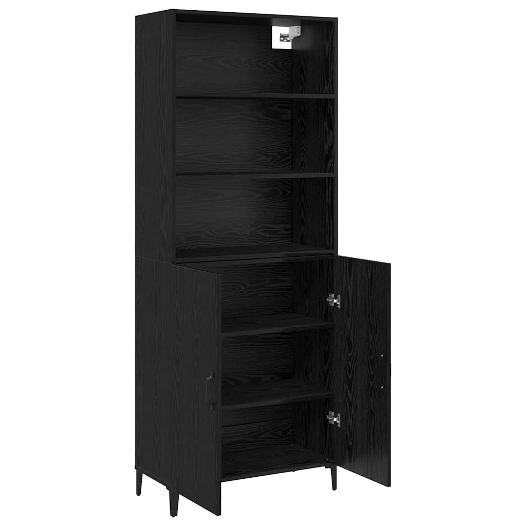 Credenza-Buffet-Armadio da cucina Rovere Nero 69,5 x 32,5 x 180 cm Legno multistrato 625576
