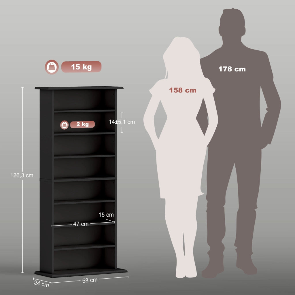 Mobile per CD e DVD con 8 scomparti e 6 ripiani regolabili ¨C zephmum ¨C nero