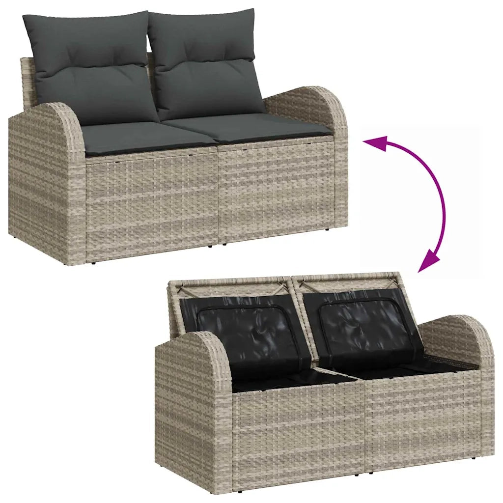 Set Divano da Giardino 9 pcs Grigio chiaro polyrattan