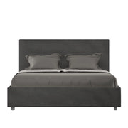 BS COM Letto queen size senza rete imbottito 150x210 microfibra grigio