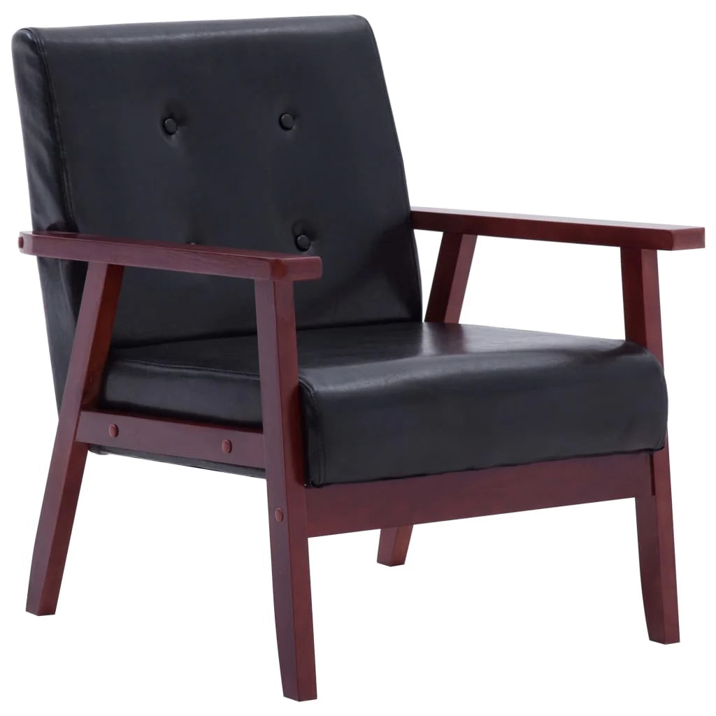 Set di divani in similpelle nera da 2 pezzi 02_0019641