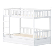 Letto a castello 90×200 cm con vano contenitore idraulico, senza materasso, in legno bianco