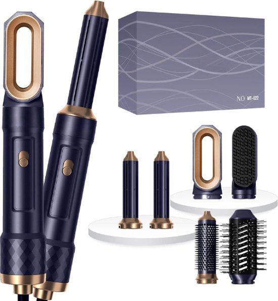 Set di spazzola a aria - 6in1 Stilista a aria - Asciugacapelli con spazzola - Spazzola per asciugacapelli - Spazzola per onde - Spazzola per stile - Spazzola termica - Asciugacapelli