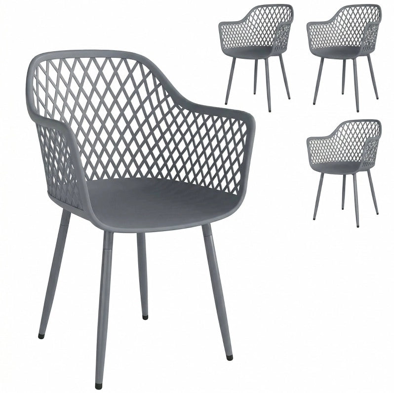 Set 4 sedie da giardino in plastica grigio scuro