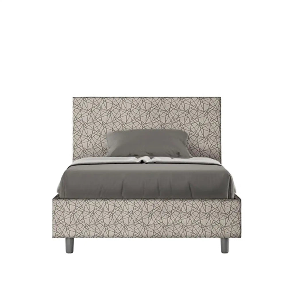 Letto una piazza e mezza con rete imbottito 120x200 tessuto Era 2 grigio Adele