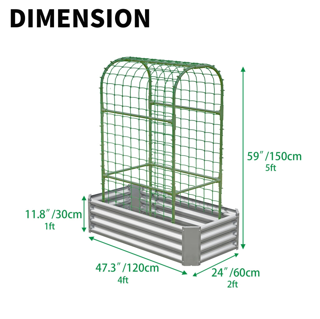 Orto rialzato in acciaio zincato 120x60x150 cm per terrazzi e balconi