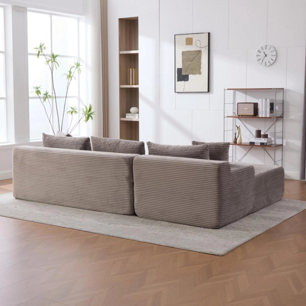 Divano compatto, divano modulare, tessuto chenille, schiuma ad alta elasticità 30D, base antiscivolo, 4 posti, grigio