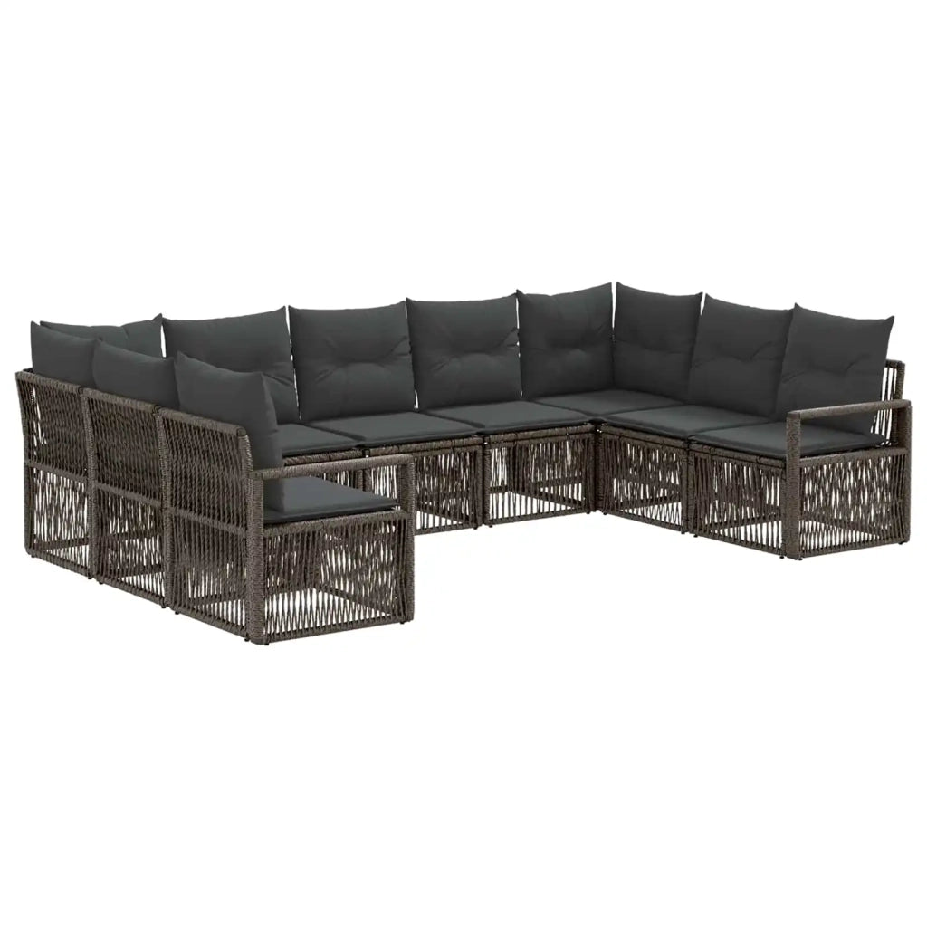 Set Divano da Giardino 9 pz Grigio polyrattan 3435815