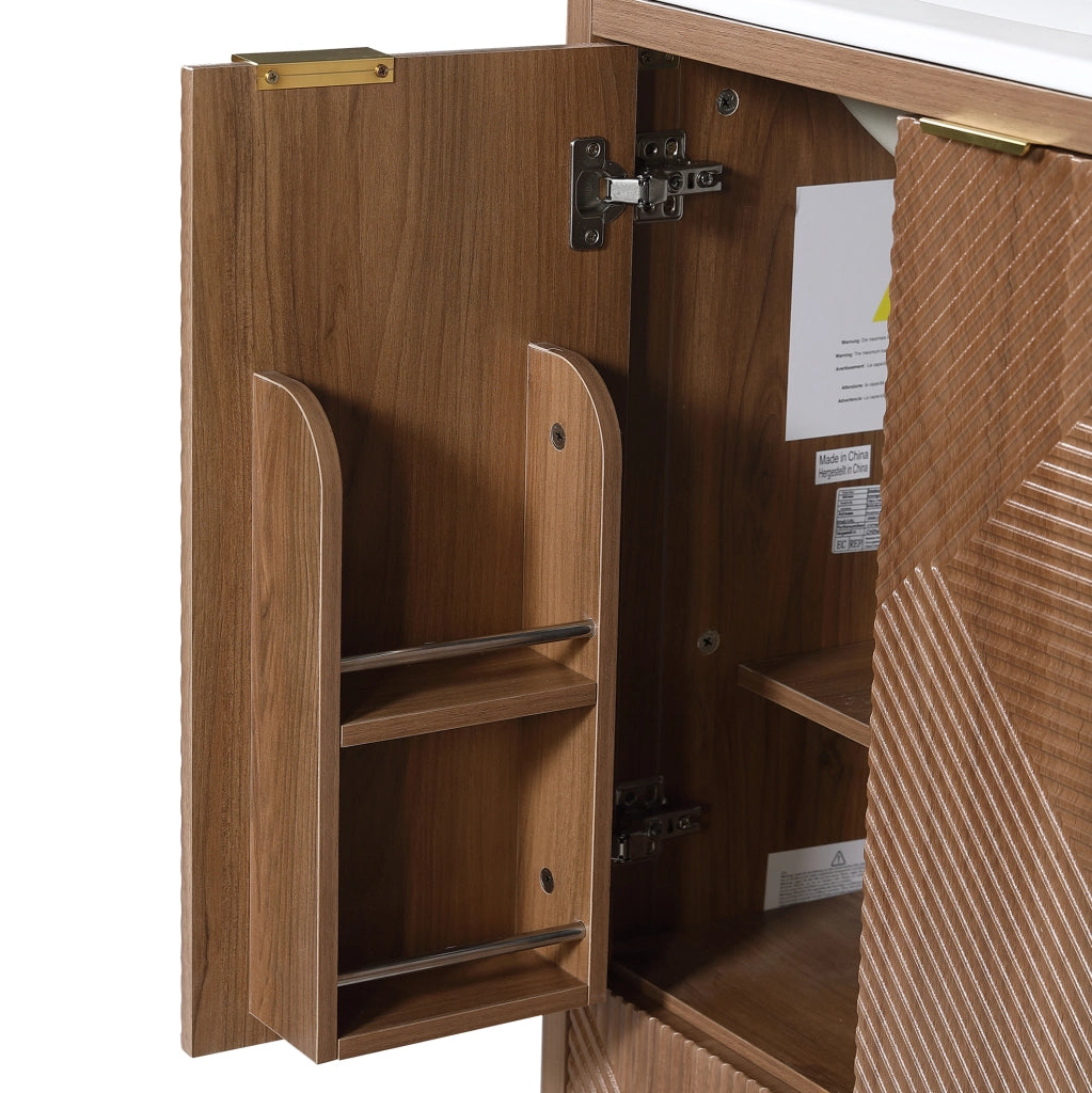 Mobile bagno a pavimento con lavabo in ceramica 61x47 cm; 2 ante e cassetto; noce HOMVRA