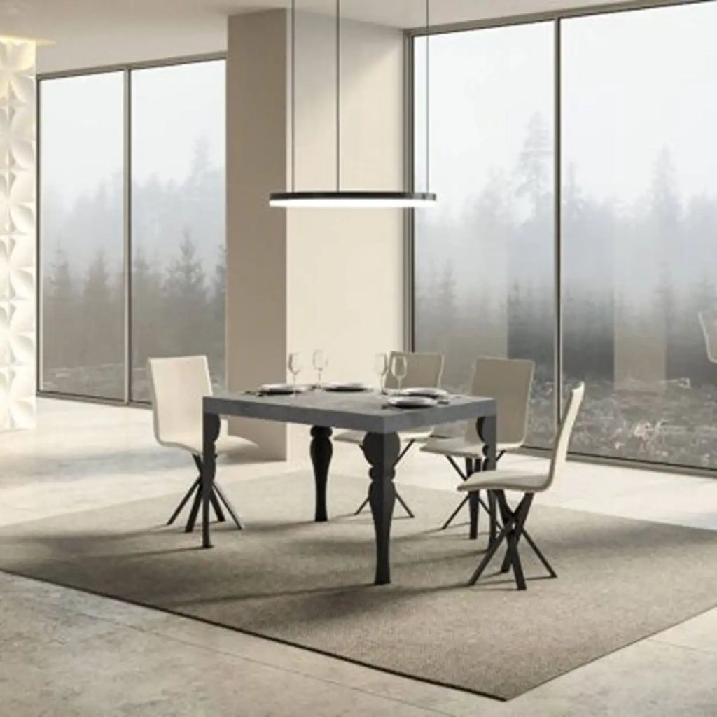Tavolo allungabile 140/244x90 cm Paxon colore cemento gambe antracite