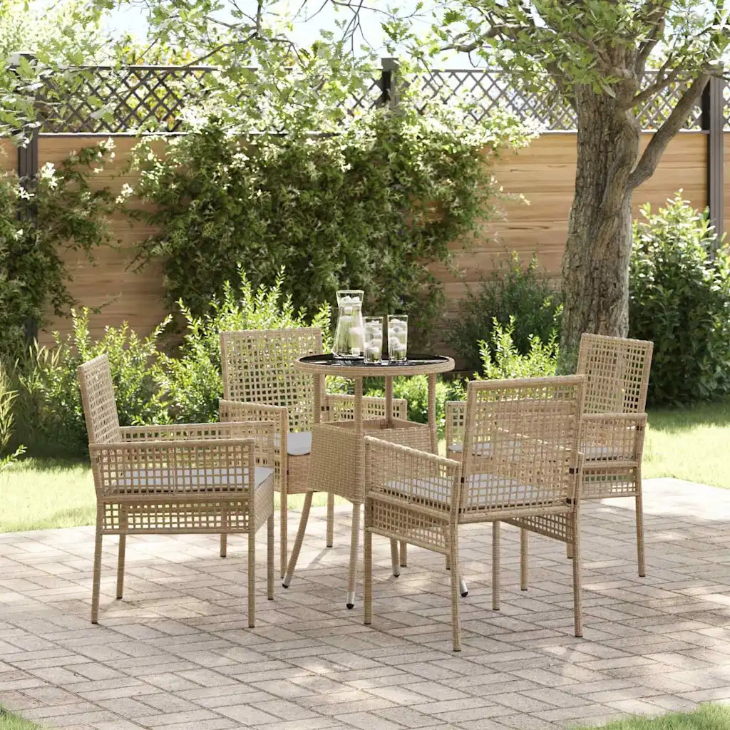 Set da Pranzo per Giardino 5 pcs Beige polyrattan 3334948