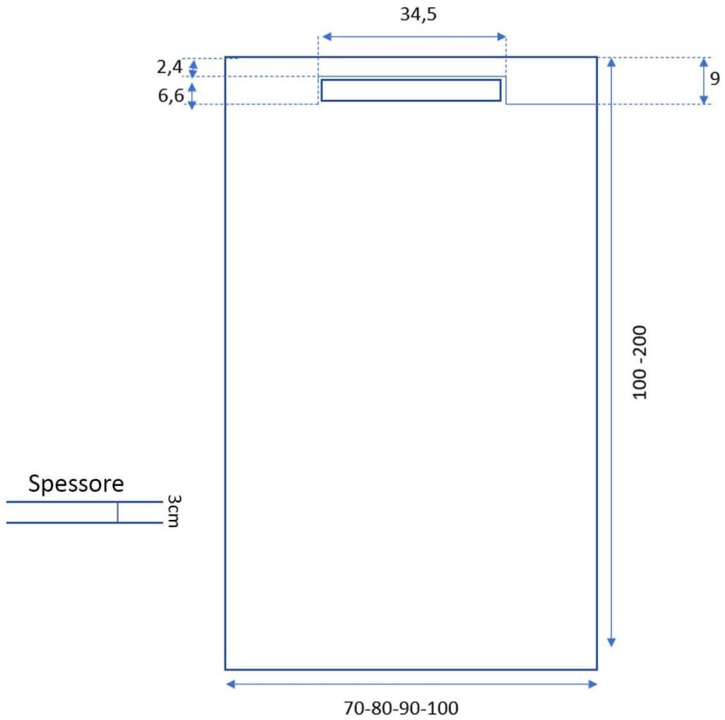 Piatto Doccia in Pietra 80x200 cm Bonussi Ardesia Calcutta Grigio Chiaro