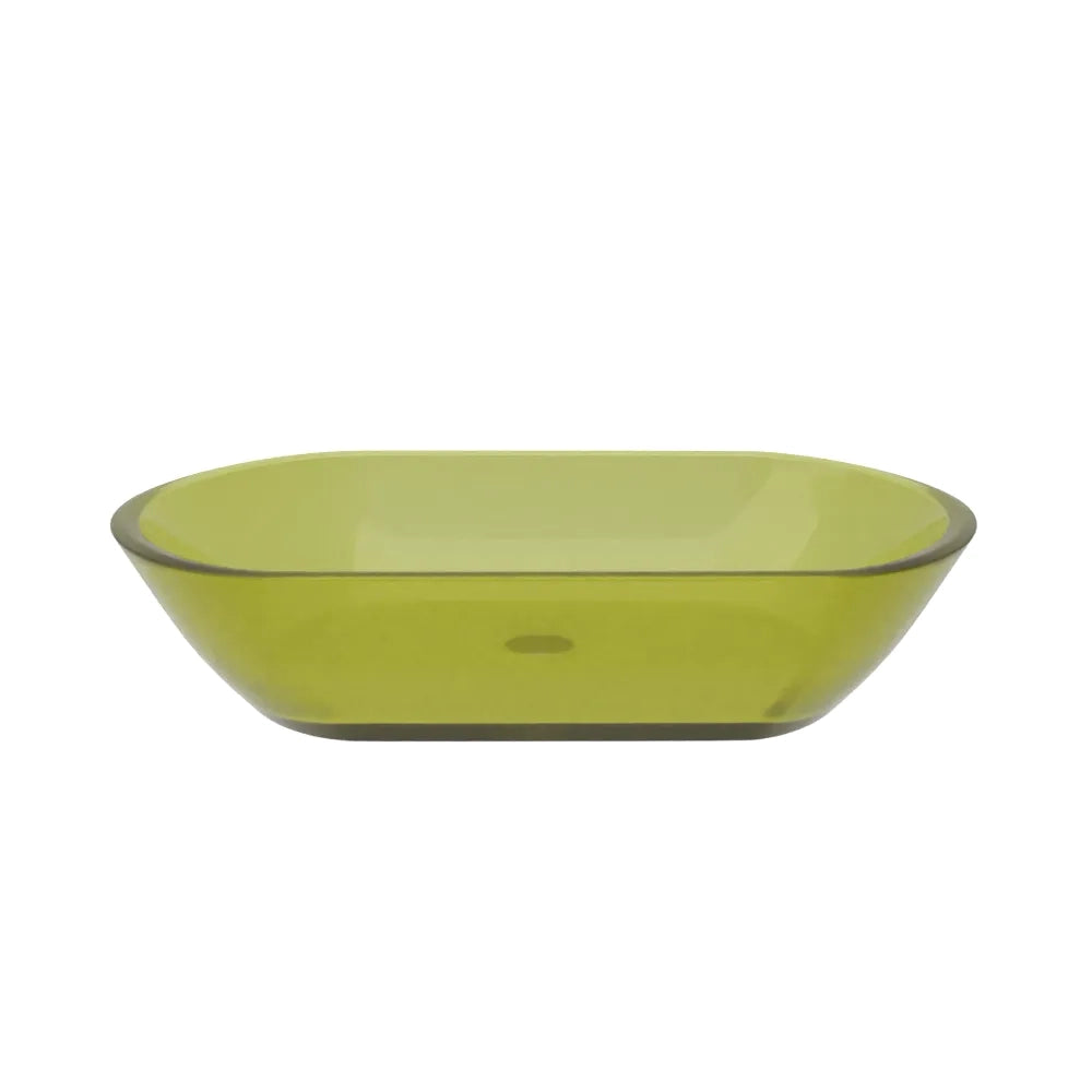 Lavabo da appoggio in vetro trasparente 56x36x11 cm colore verde | Aurea