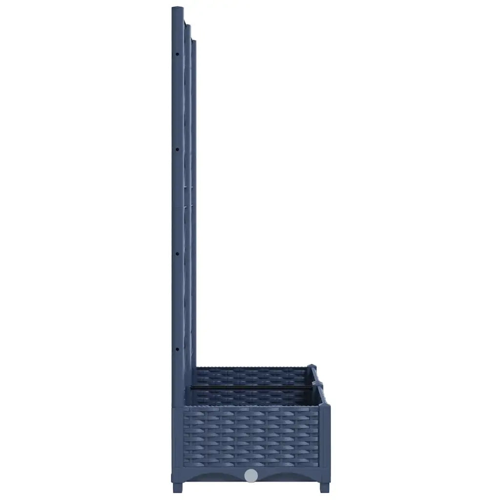Fioriera da giardino con traliccio-Vaso da Esterno-Vaso con Griglia blu grigio 80x40x121,5 cm PP