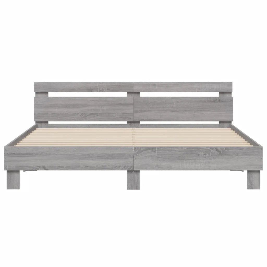 Giroletto Testiera Grigio Sonoma 160x200 cm Legno Multistrato