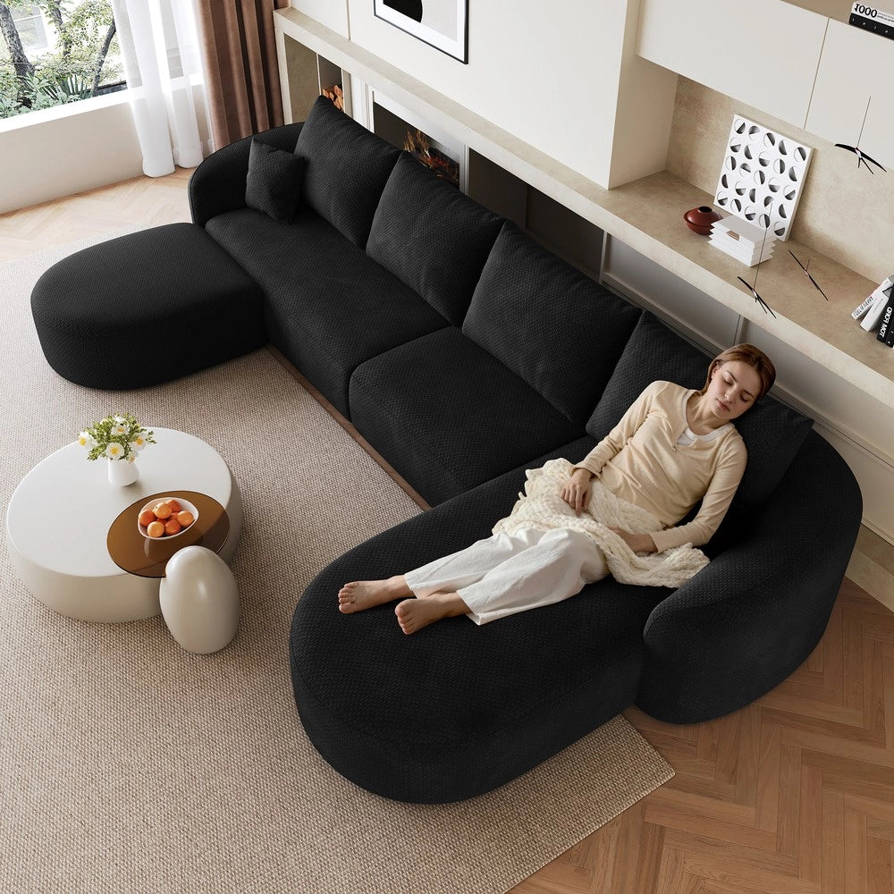 Divano angolare U modulare ¨C Minimal ¨C nero tessuto imbottito 336cm
